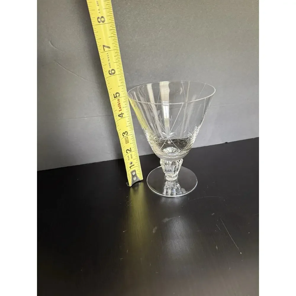 Vintage Fostoria Crest Crystal Etched Stemmed Glasses Set of 4 MCM